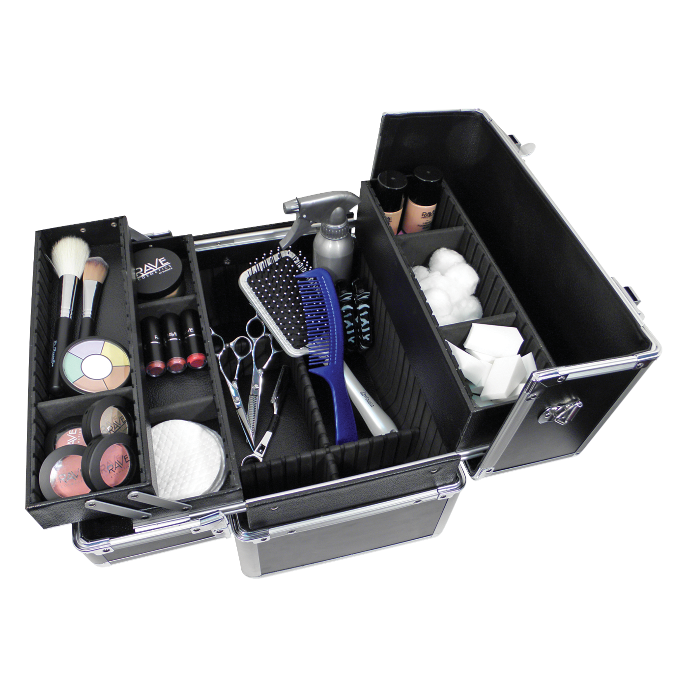 Hộp đựng dụng cụ bằng nhôm có khóa, cổ điển, màu đen