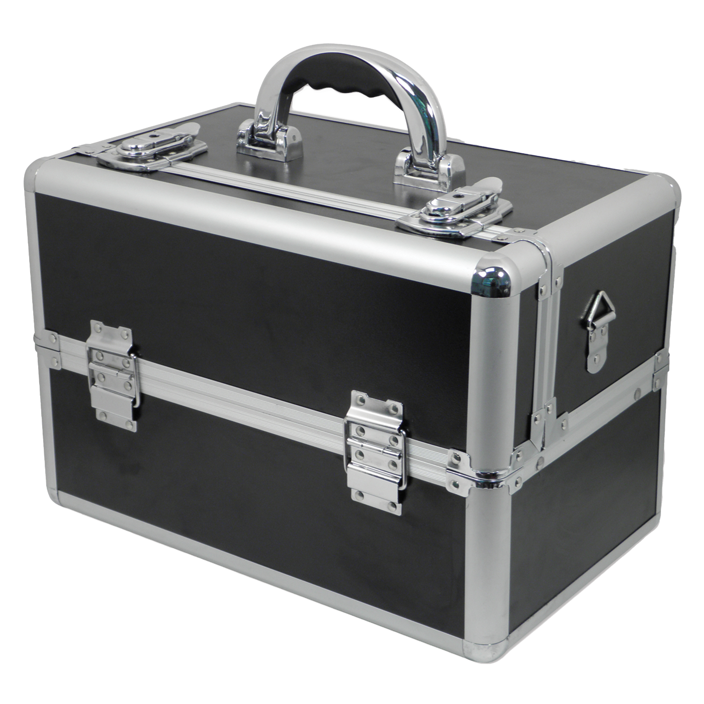 Hộp đựng dụng cụ bằng nhôm có khóa, cổ điển, màu đen