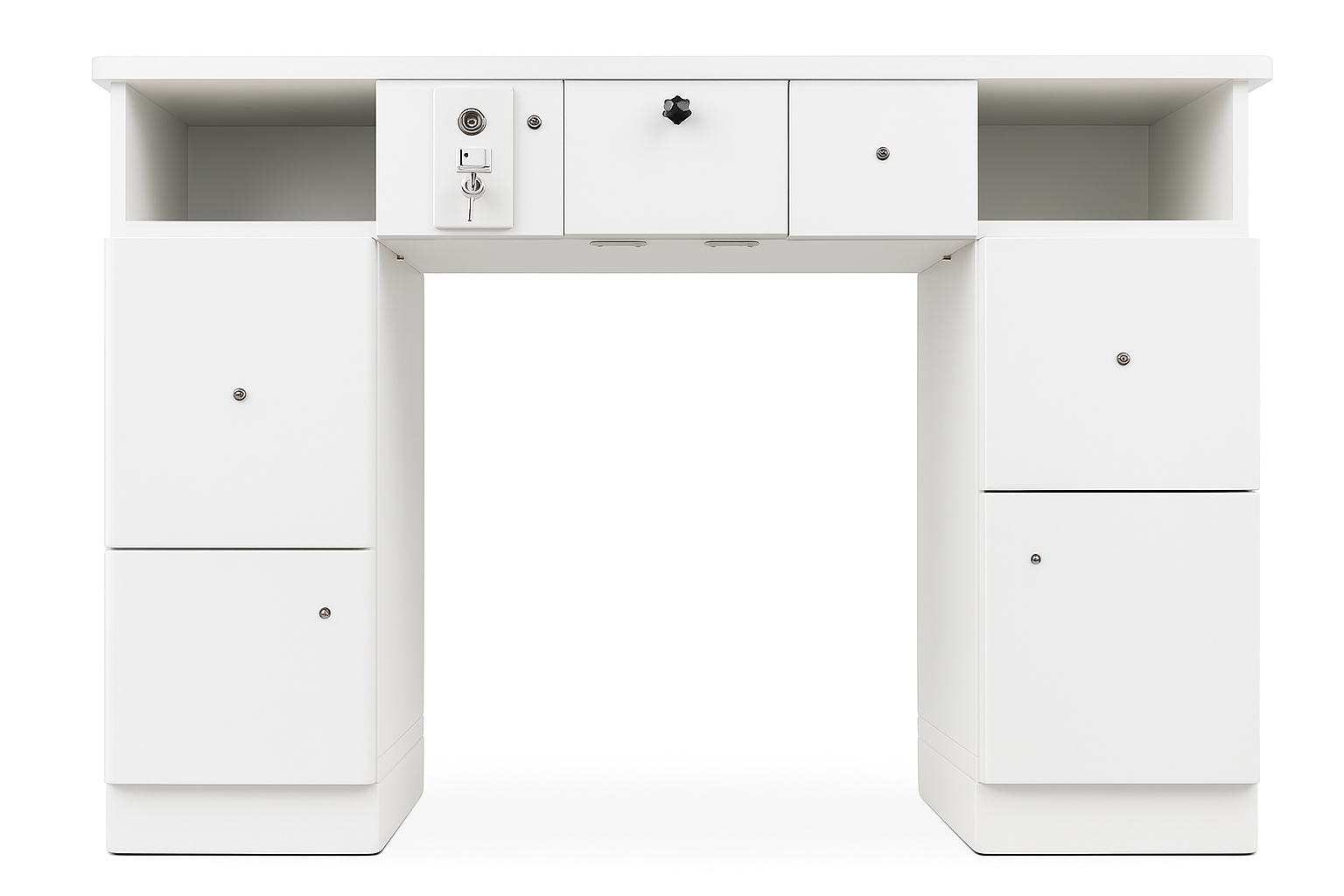 Bàn Nail - T02W - Có Nắp Thông Hơi - Trắng Bạc Shiney