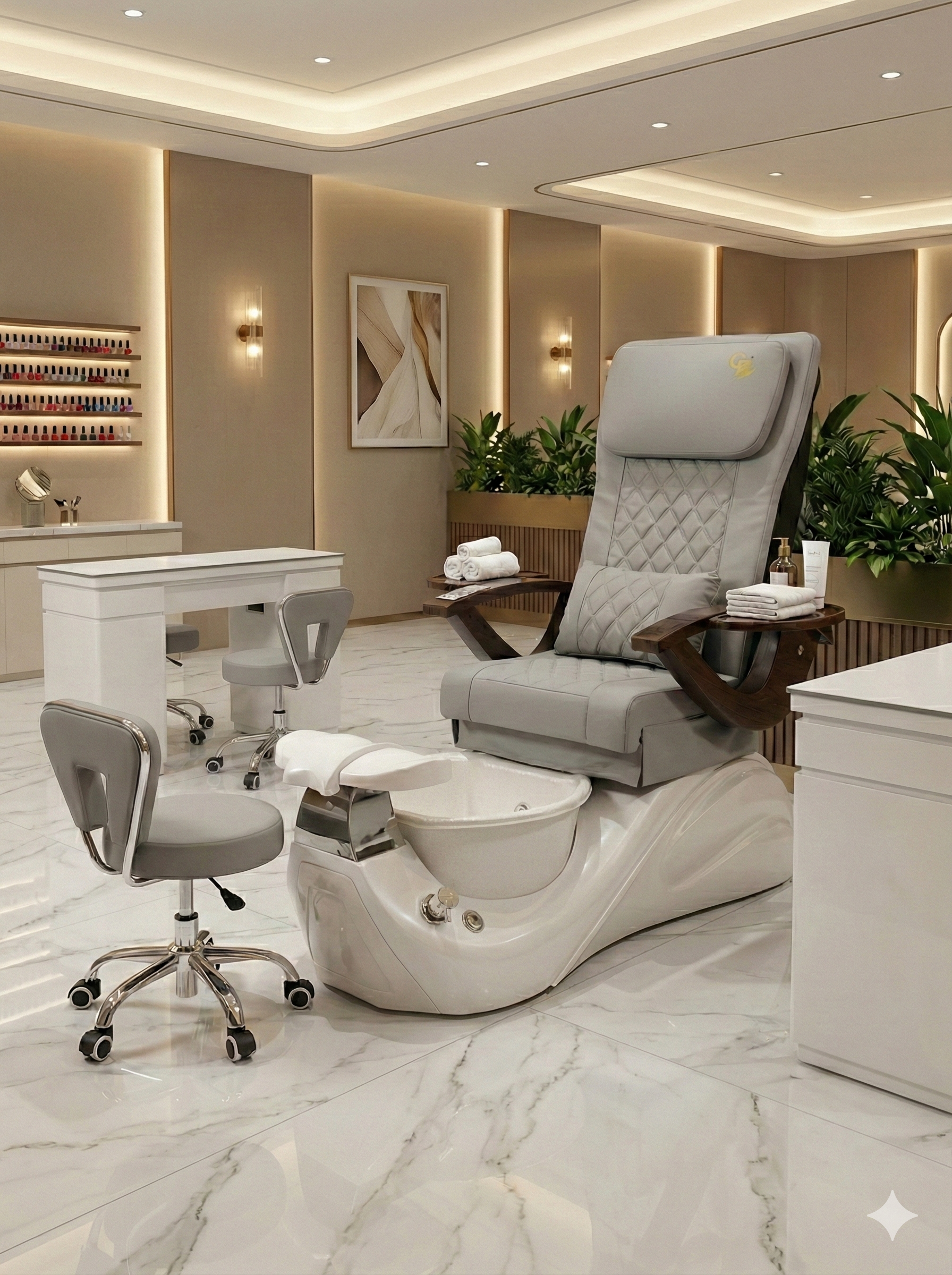 Ghế Spa Tarex Pedicure - Đế Trắng - Trắng Đá Marble - Da C01