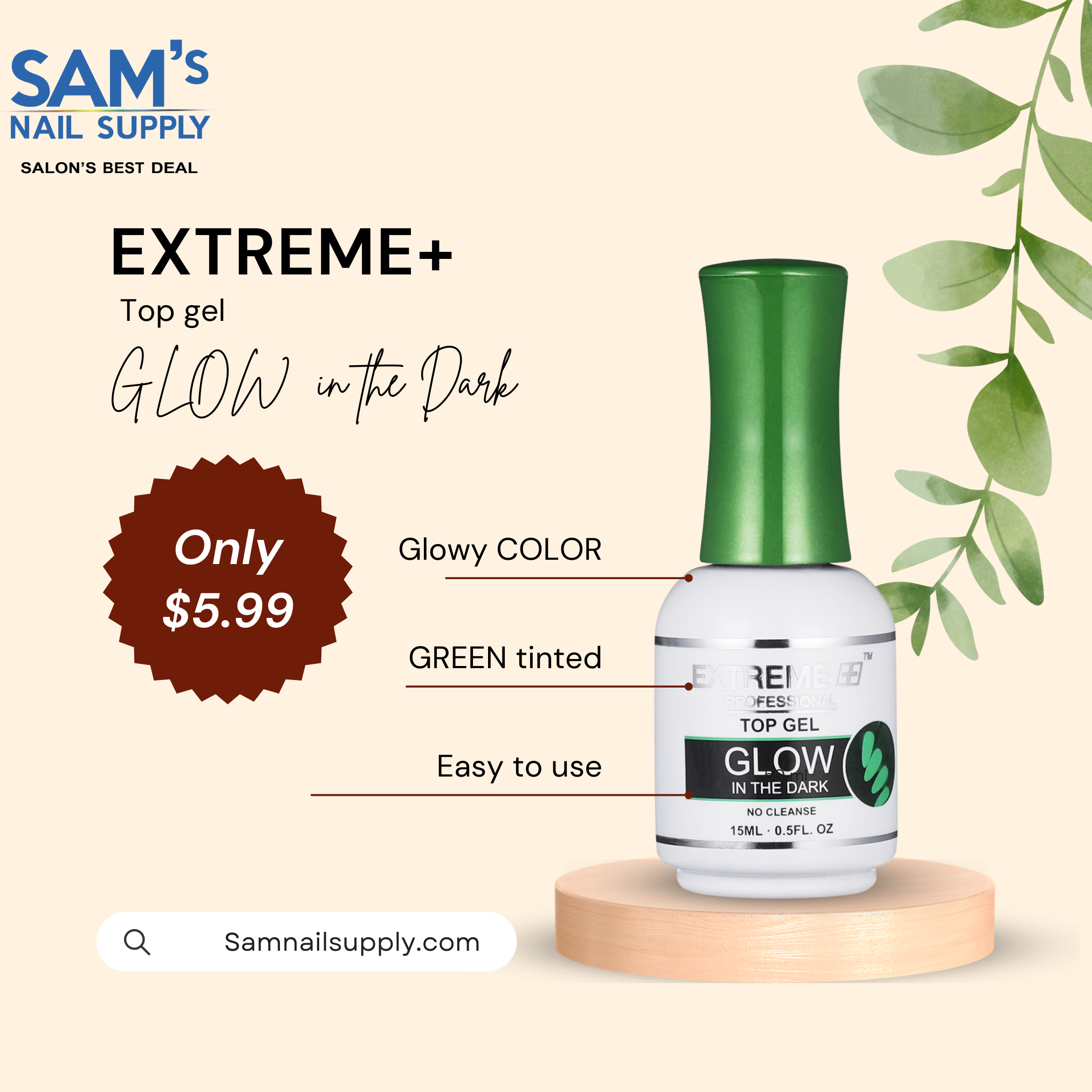 EXTREME+ Glow in the Dark Glow Top Color Gel - Main Image