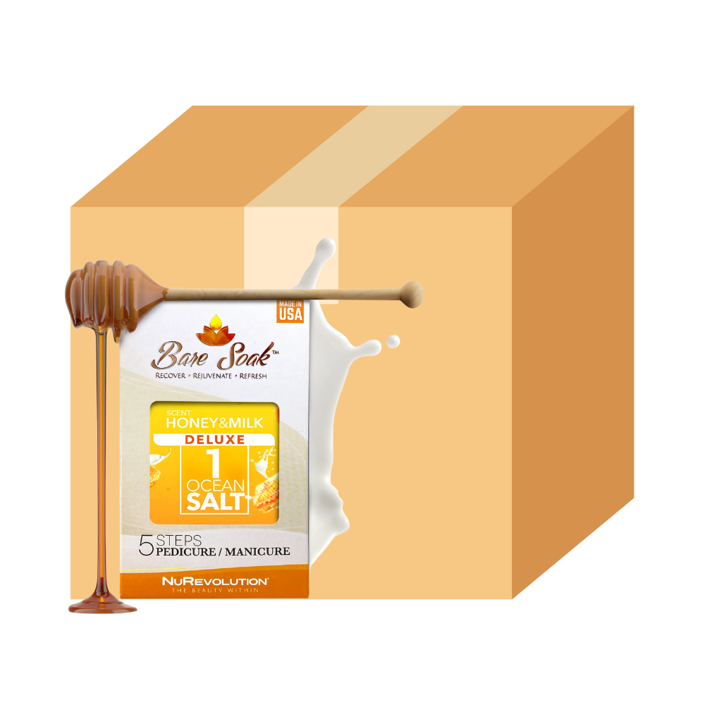 NuRevolution Deluxe 5 Steps Pedicure - Honey & Milk - Case of 50