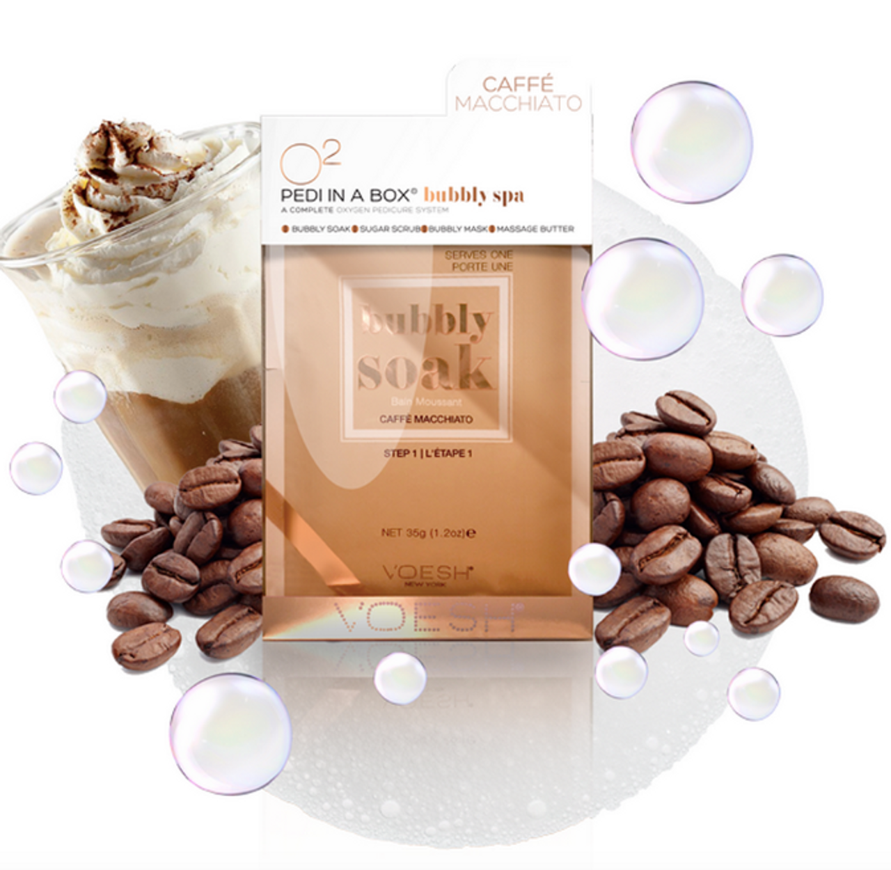 Voesh Deluxe Pedicure 4 Step O2 Bubbly Spa - Caffe Macchiato - Kit (Discontinued)