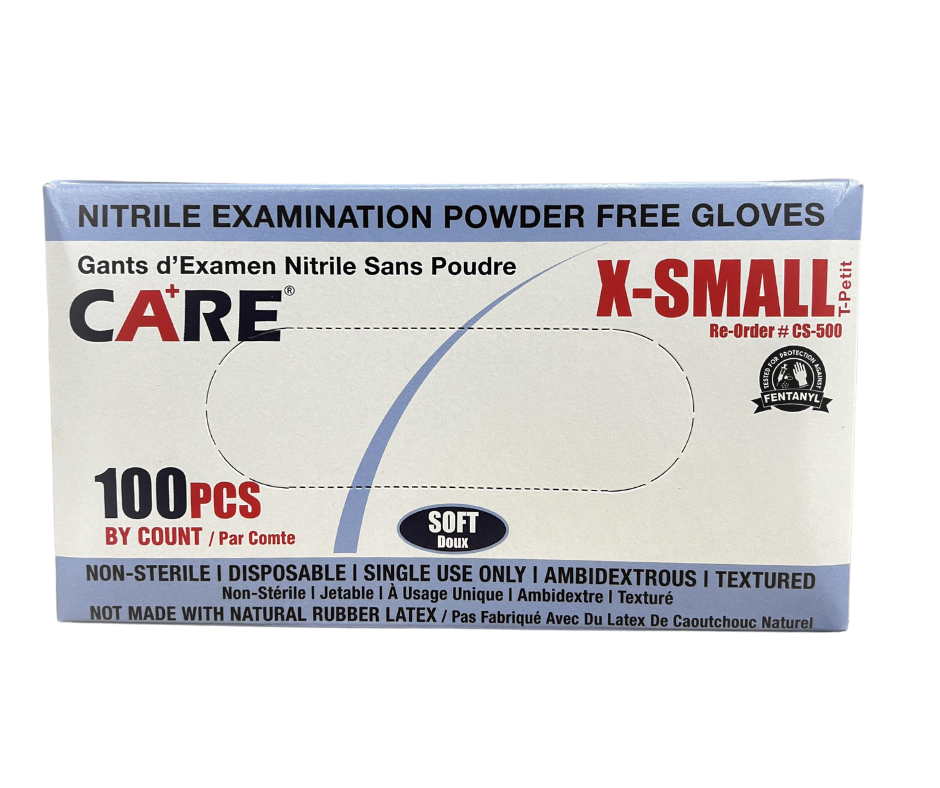 GLOVE CARE Powder Free Nitrile Gloves Size XSmall - Case of 10