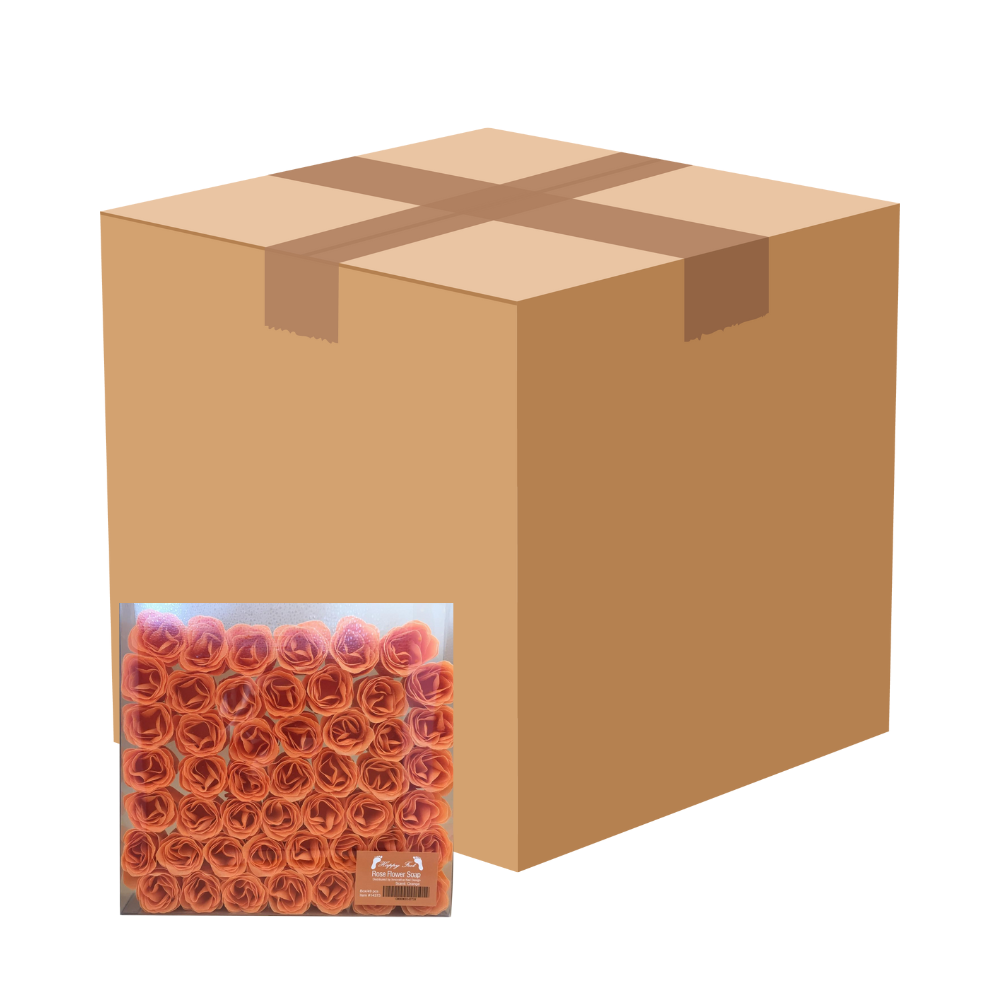 HappyFeet Petal Rose Flower Soap for Spa - Orange - Case of 20 Boxes