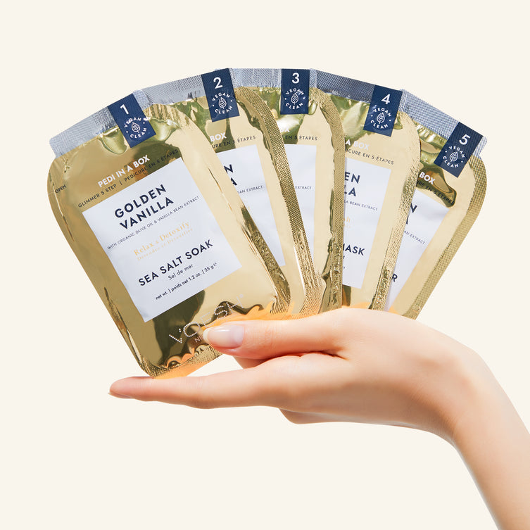 Voesh Deluxe Pedicure 4 Step Glimmer - Màu vàng - Hộp 50 cái