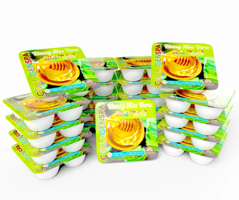 La Palm CollagenSpa 4-Step Pedicure Tray - Honeydew Aloe Vera- Box of 24