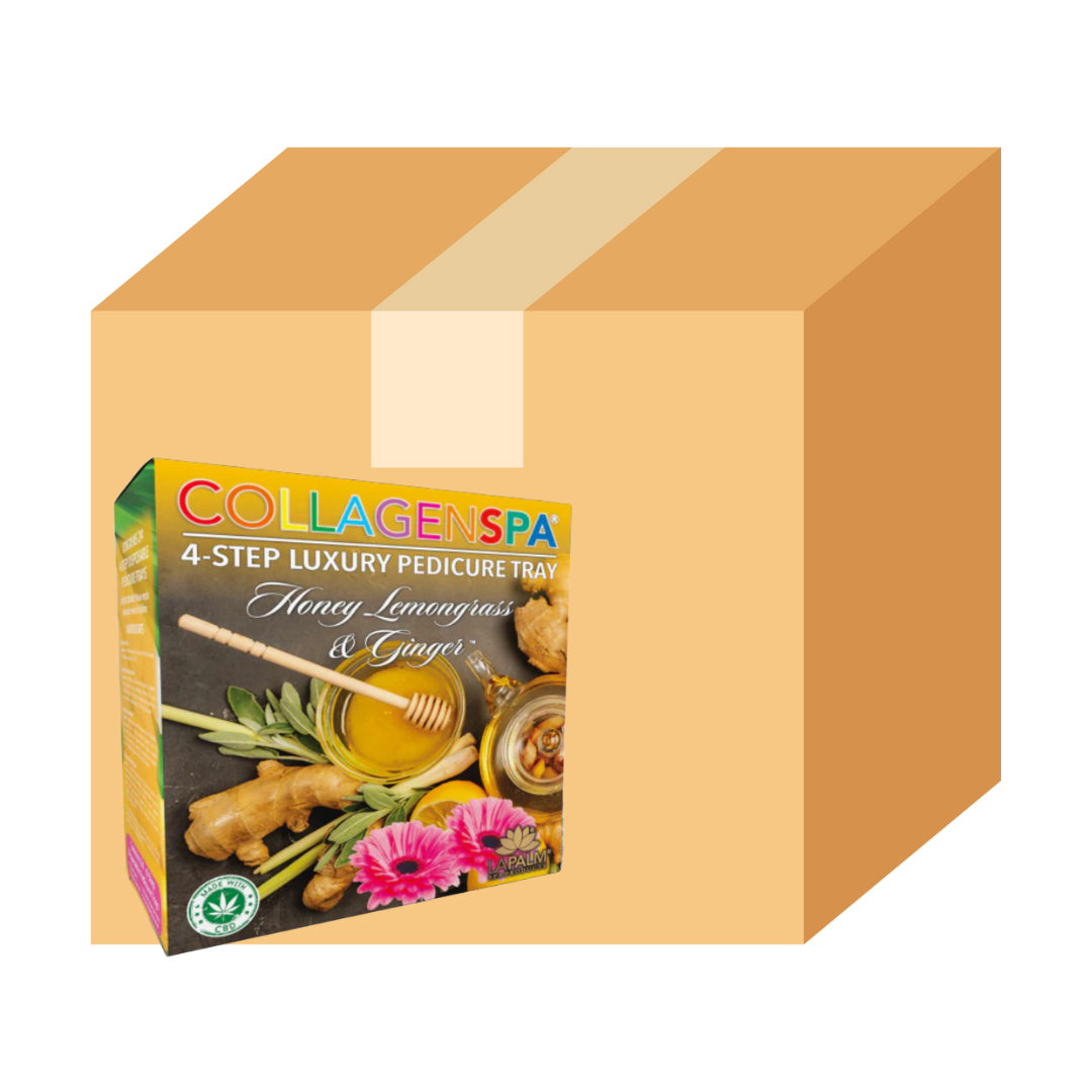 La Palm CollagenSpa 4-Step Pedicure Tray - Honey Lemongrass & Ginger - Case of 4 Boxes/96