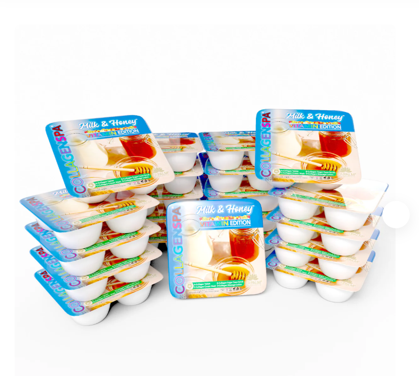 Khay chăm sóc móng chân 4 bước La Palm CollagenSpa - Honey Milk & Honey - Hộp 24 cái