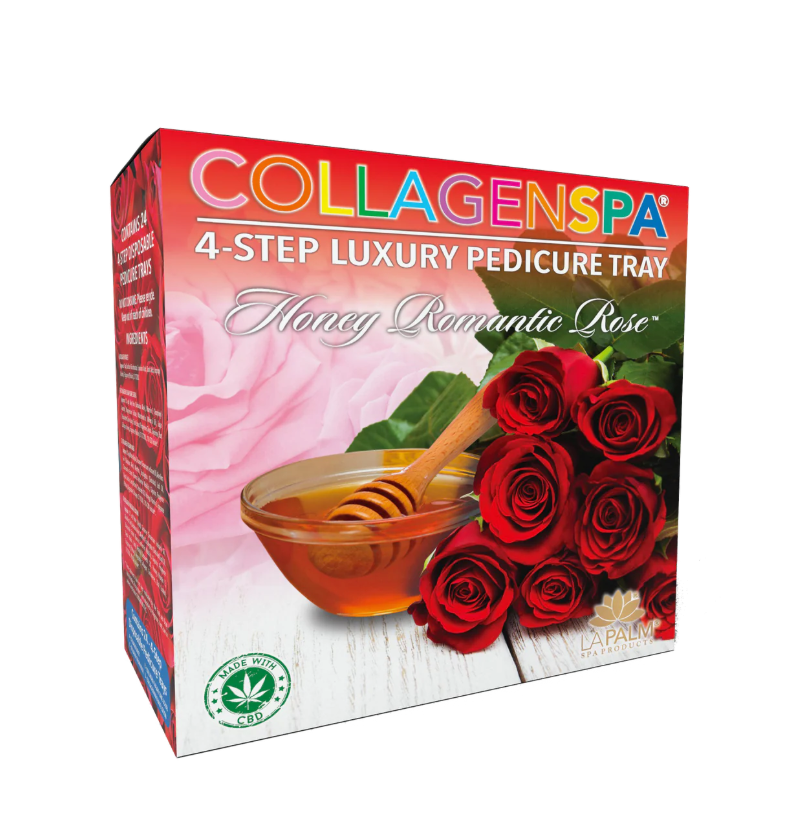 Khay chăm sóc móng chân 4 bước La Palm CollagenSpa - Honey Romantic Rose - Hộp 24 khay