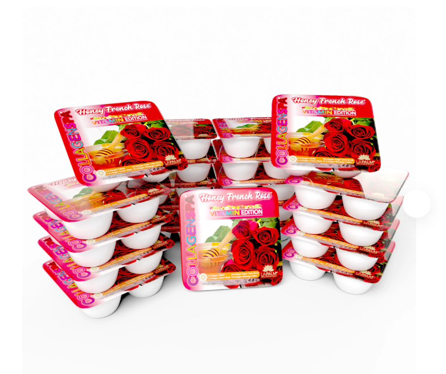 La Palm CollagenSpa 4-Step Pedicure Tray - Honey Romantic Rose - Case of 4 Boxes/96