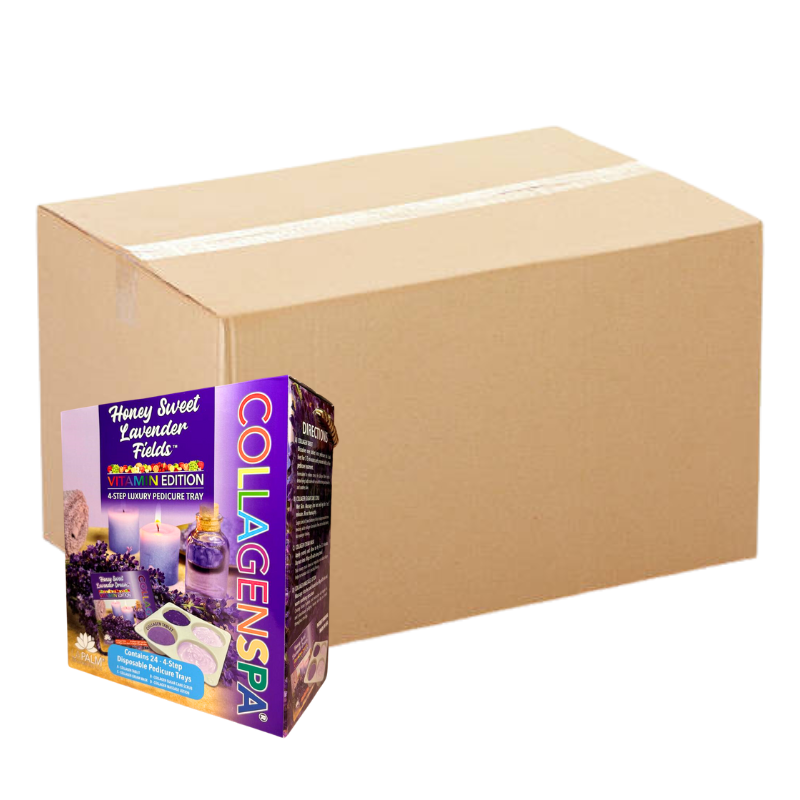 La Palm CollagenSpa 4-Step Pedicure Tray - Honey Sweet Lavender Fields - Case of 4/96