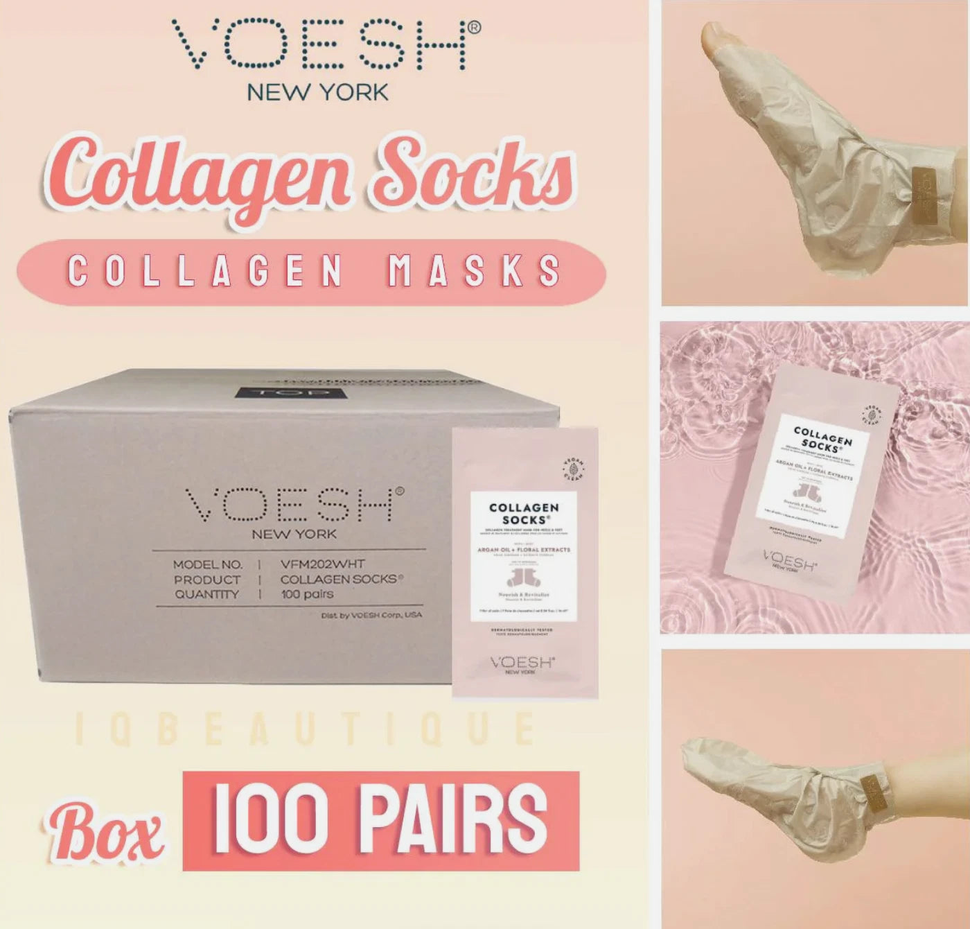 Voesh Deluxe Pedicure Collagen SOCKS - Argan Oil - Case of 100