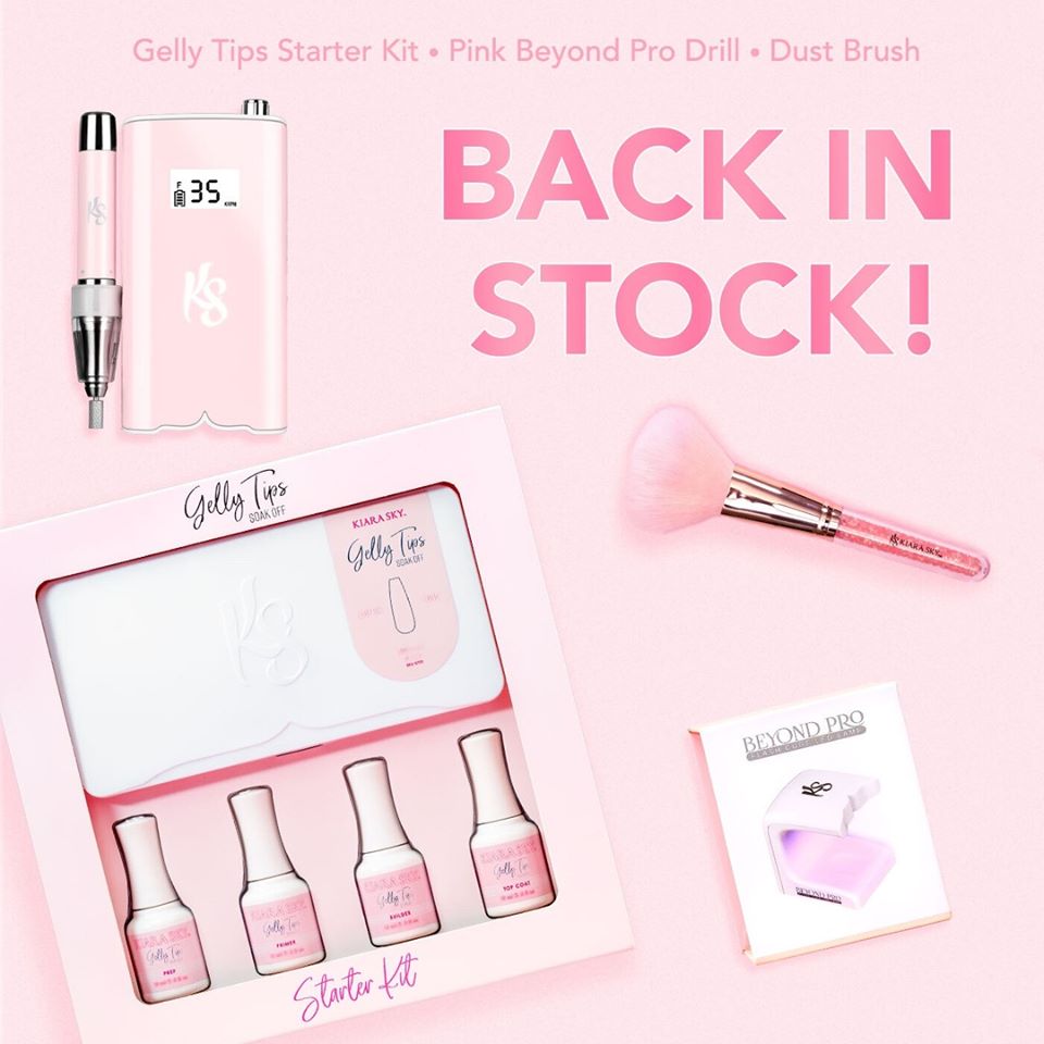 Kiara Sky GELLY TIPS STARTER KIT - COFFIN MEDIUM - Including Mini Flash Cure Led Lamp