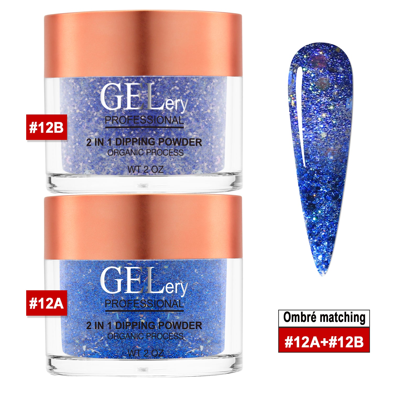 GELery Ombre Dipping Set - #12A + 12B - Free Easy Ombre Base Gel 0.5oz