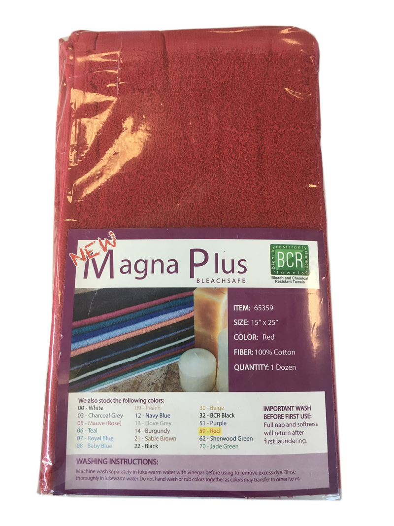 12 PCS Magna Plus Cotton Towels 100% Cotton - Red