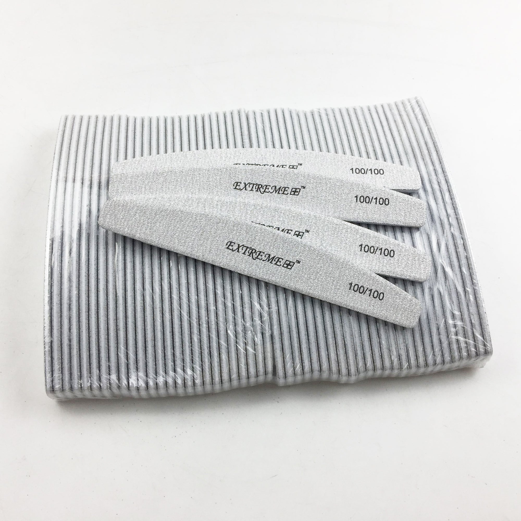 EXTREME+ Half Moon Zebra Nail File - 100/100 grit - Pack of 50
