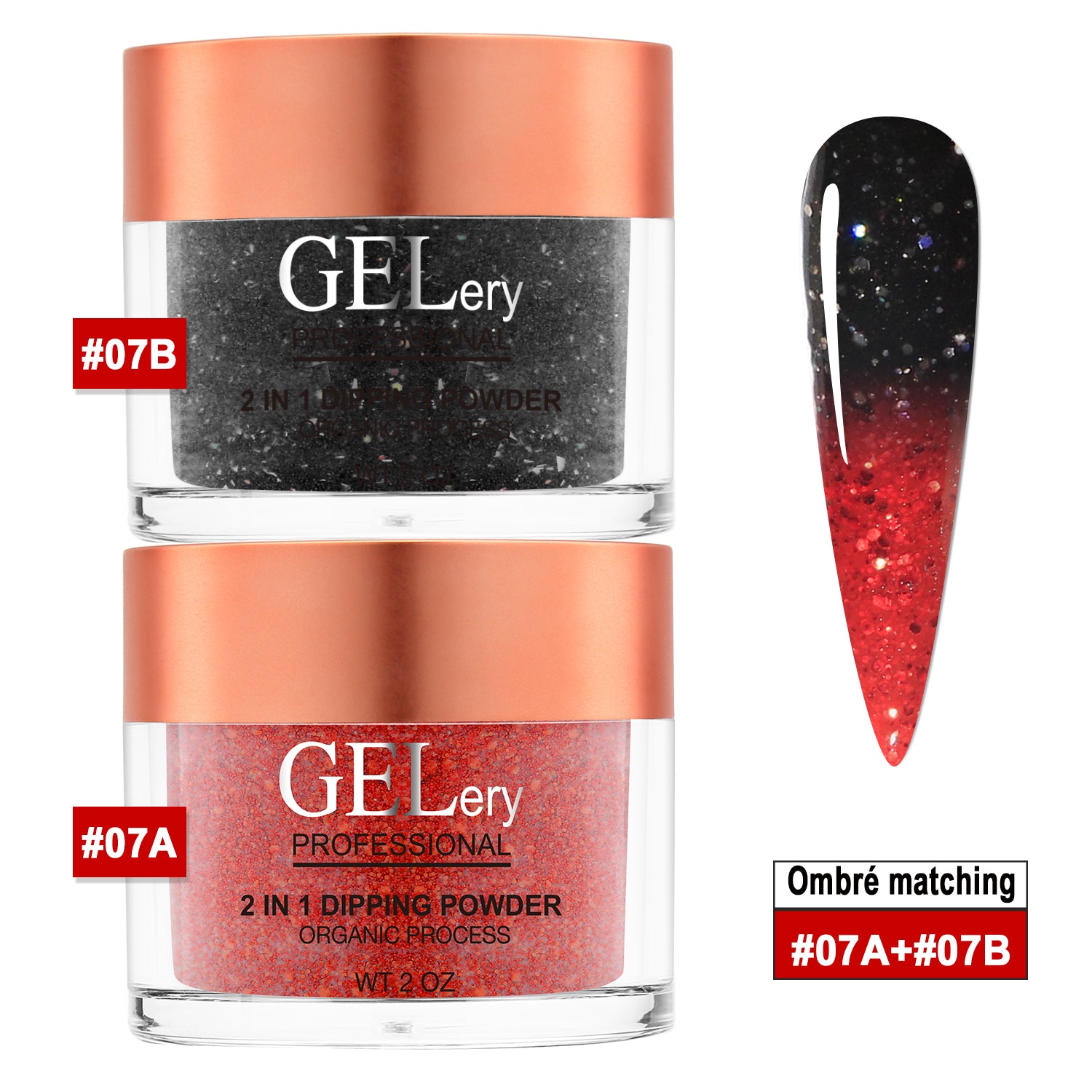 GELery Ombre Dipping Set - #7A + 7B - Free Easy Ombre Base Gel 0.5oz