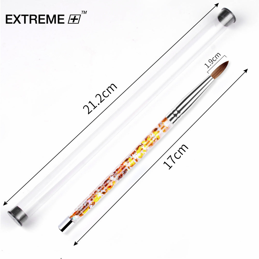 EXTREME+ Acrylic Nail Brush, Art Brush #12 Gold Glitter Handle