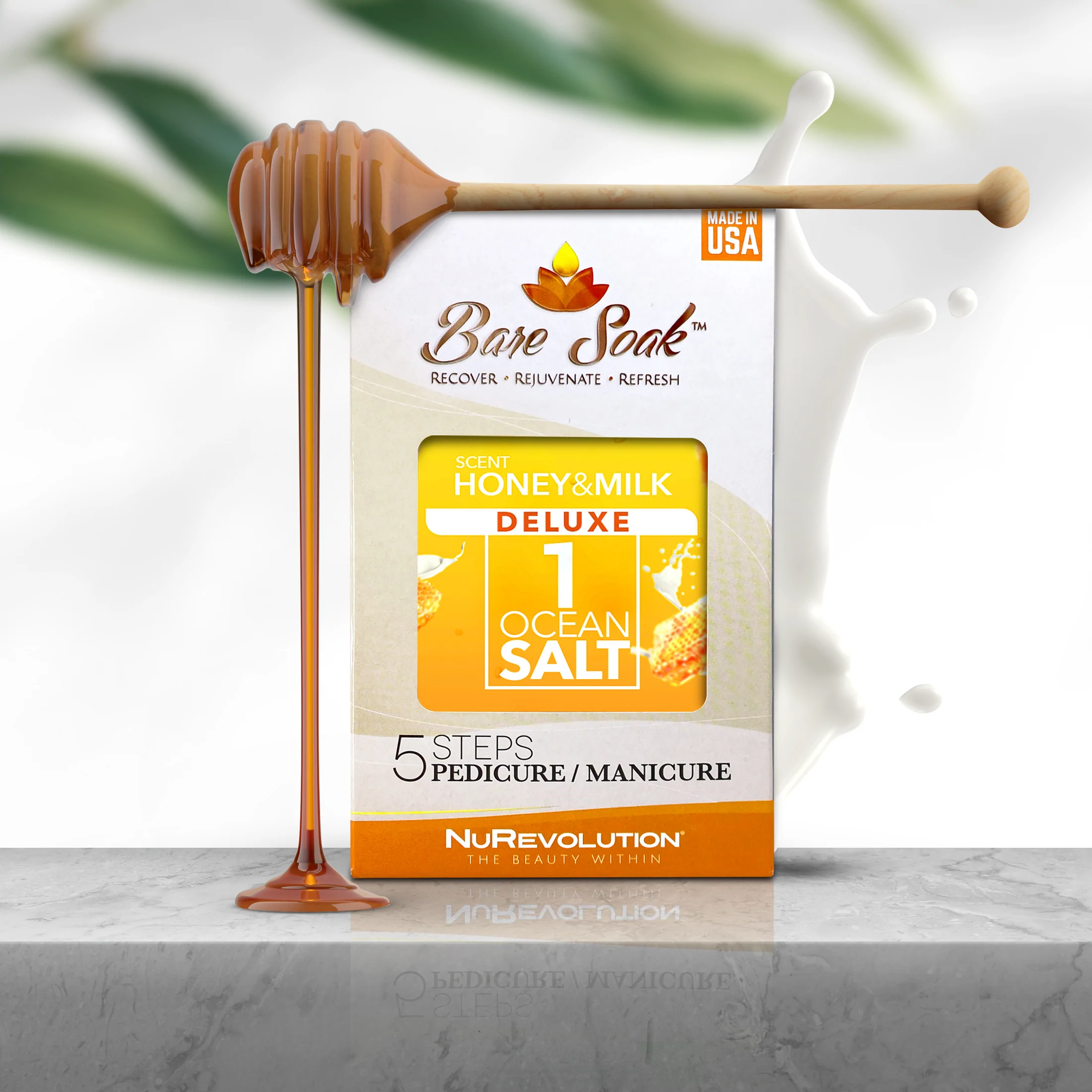 NuRevolution Deluxe 5 Steps Pedicure - Honey & Milk - Case of 50