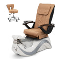 Robin Pedicure Spa Chair Complete Set with Pedi Stool - White Base - Silver Bowl - Diamond Leather
