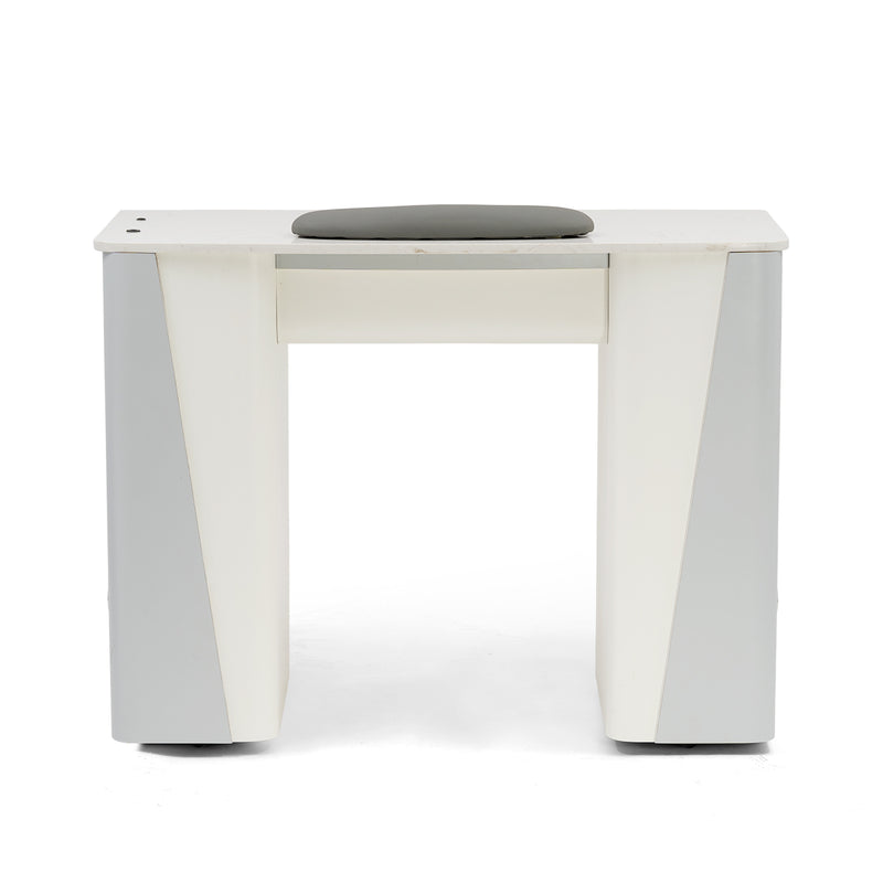 Nail Table - T120V - with Vent Hood - White Shiney Silver