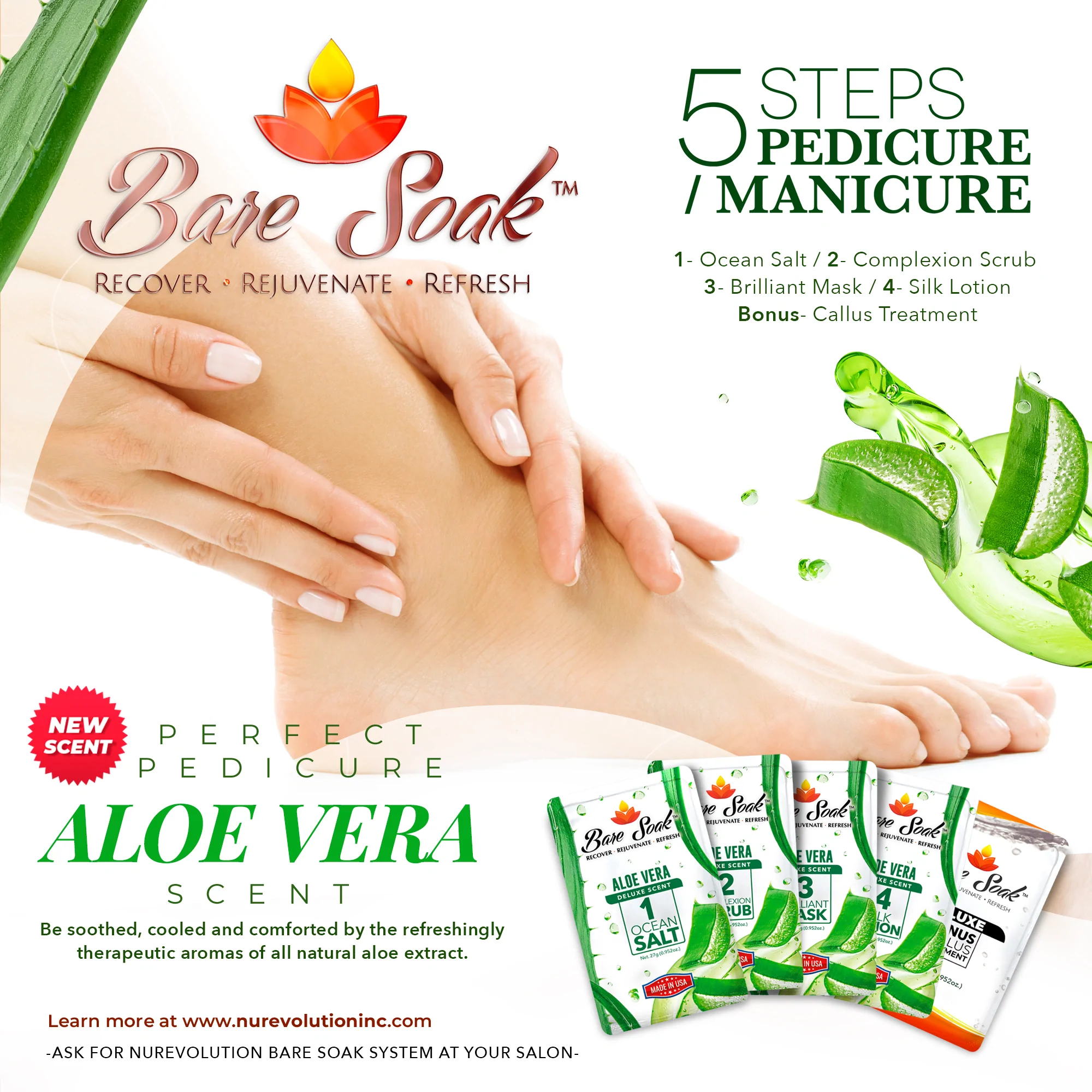 NuRevolution Deluxe 5 Steps Pedicure - Aloe Vera - Kit