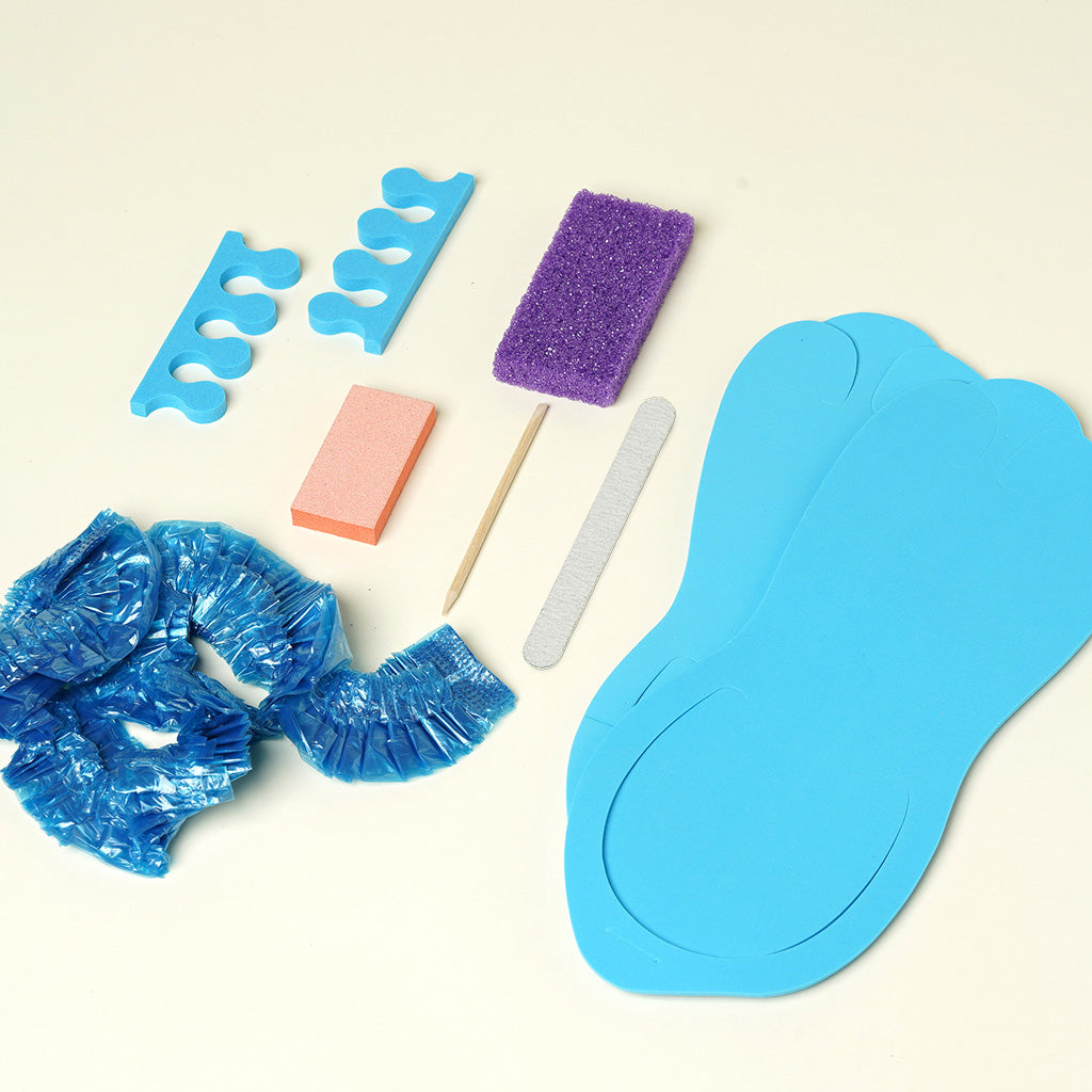 Disposable Pedicure Kit with Hook Slippers and Spa Liner 7 in 1 HappyFeet brand - Kit