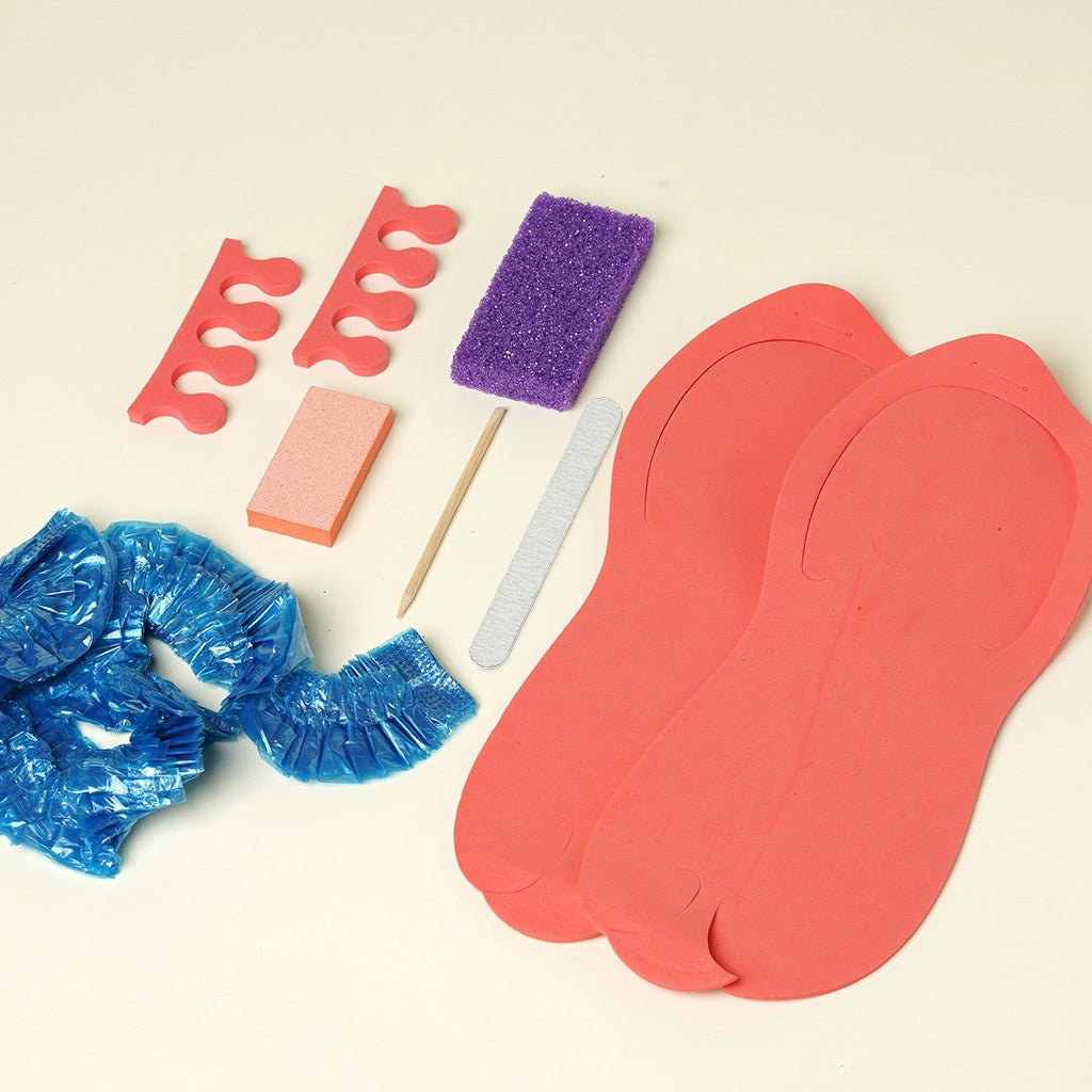 Disposable Pedicure Kit with Hook Slippers and Spa Liner 7 in 1 HappyFeet brand - Kit
