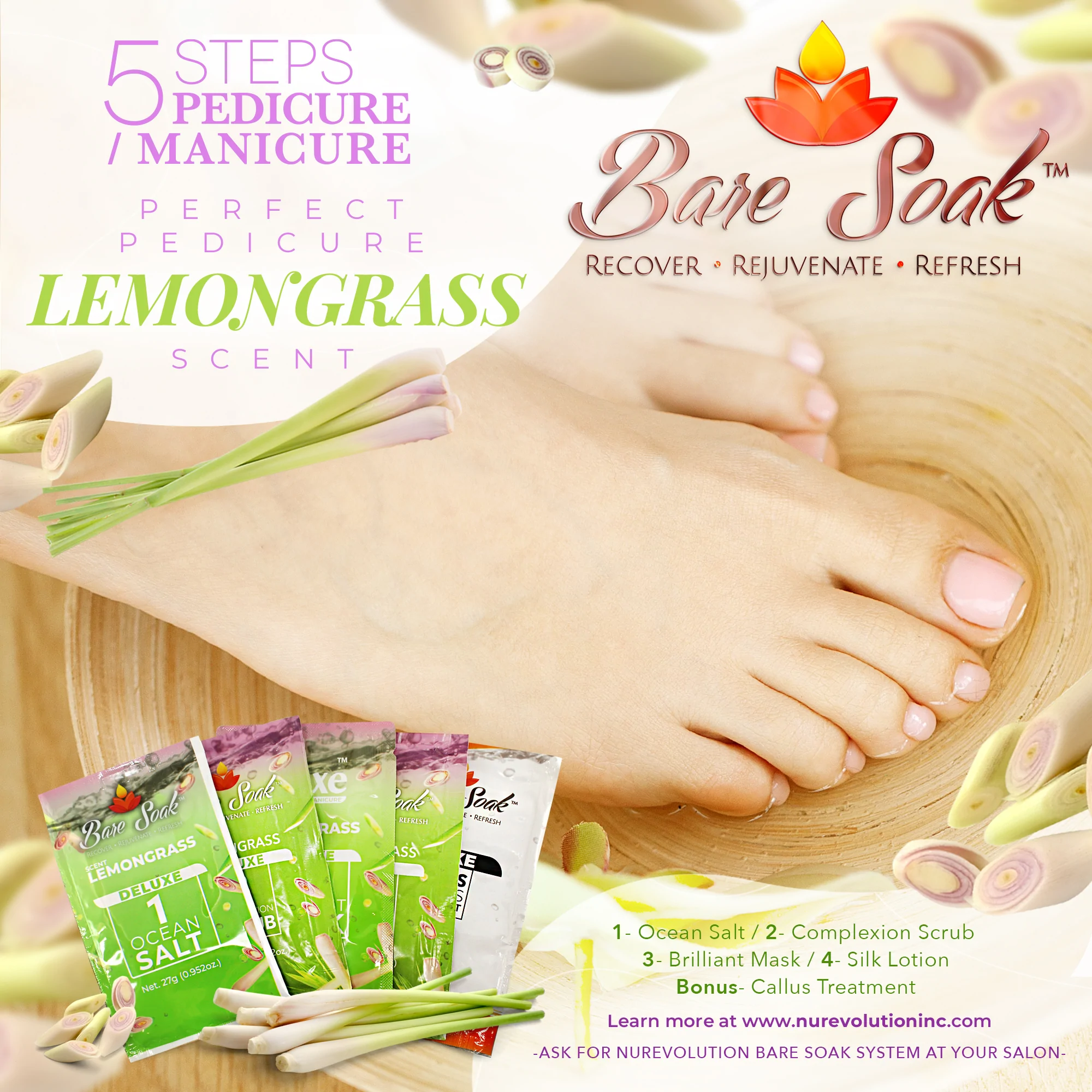 NuRevolution Deluxe 5 Steps Pedicure - Lemongrass - Kit