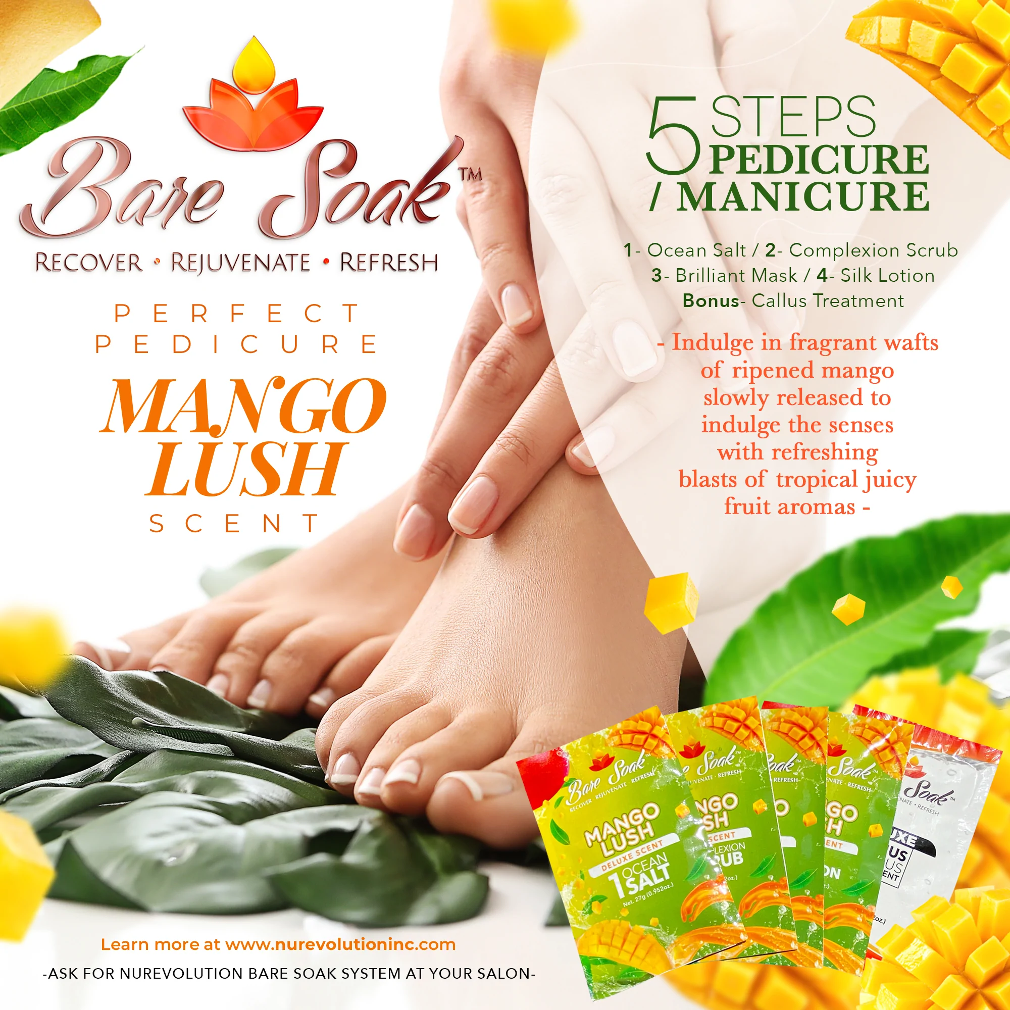NuRevolution Deluxe 5 Steps Pedicure - Mango Lush - Kit