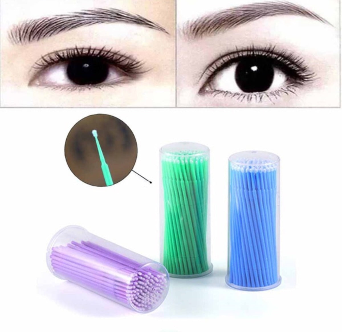 100 miếng Micro Applicator Brushes Lash Micro Swabs để nối mi, trang điểm