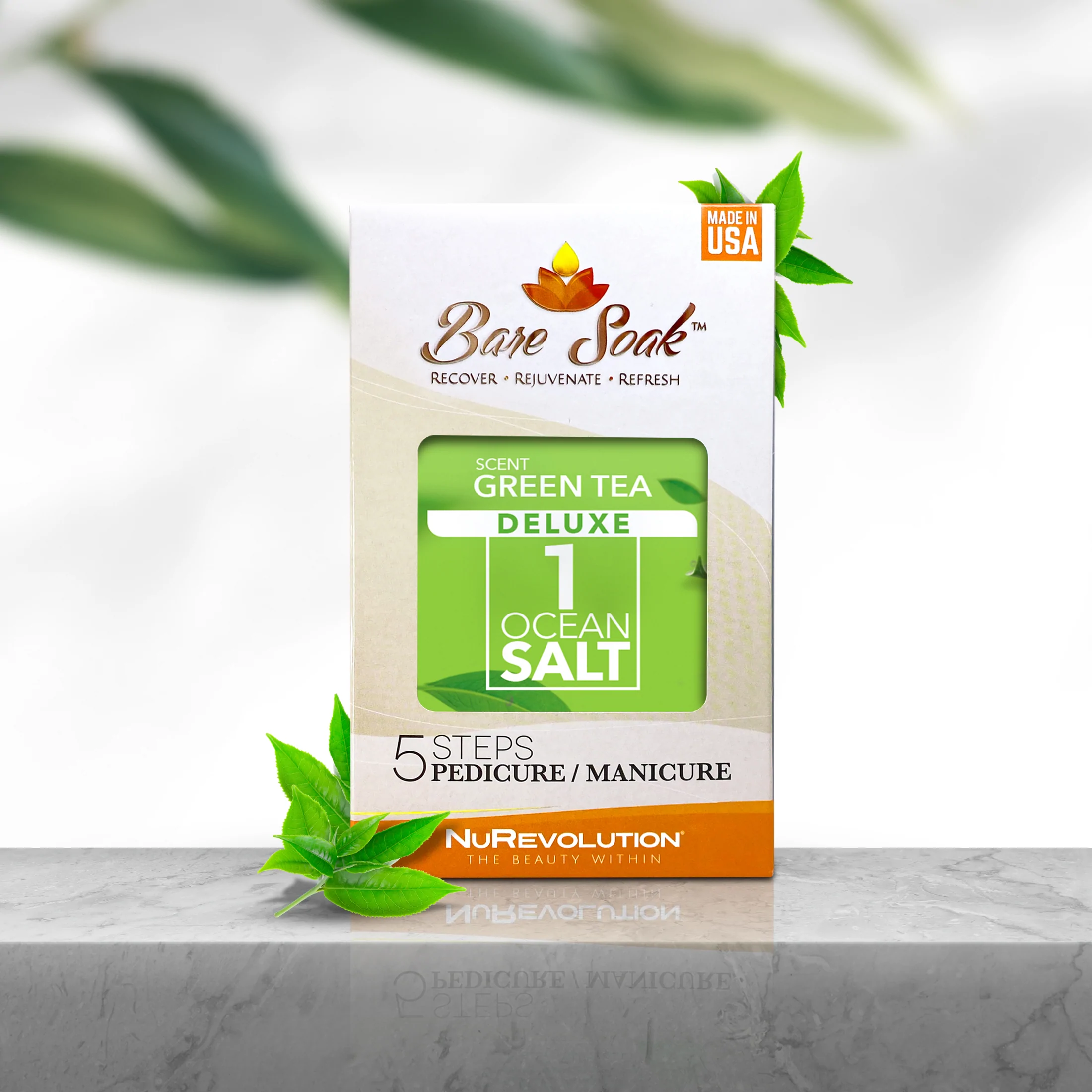 NuRevolution Deluxe 5 Steps Pedicure - Green Tea - Case of 50