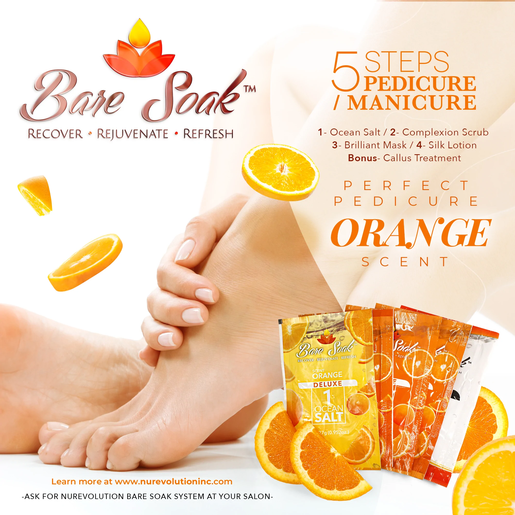 NuRevolution Deluxe 5 Steps Pedicure - Orange - Kit