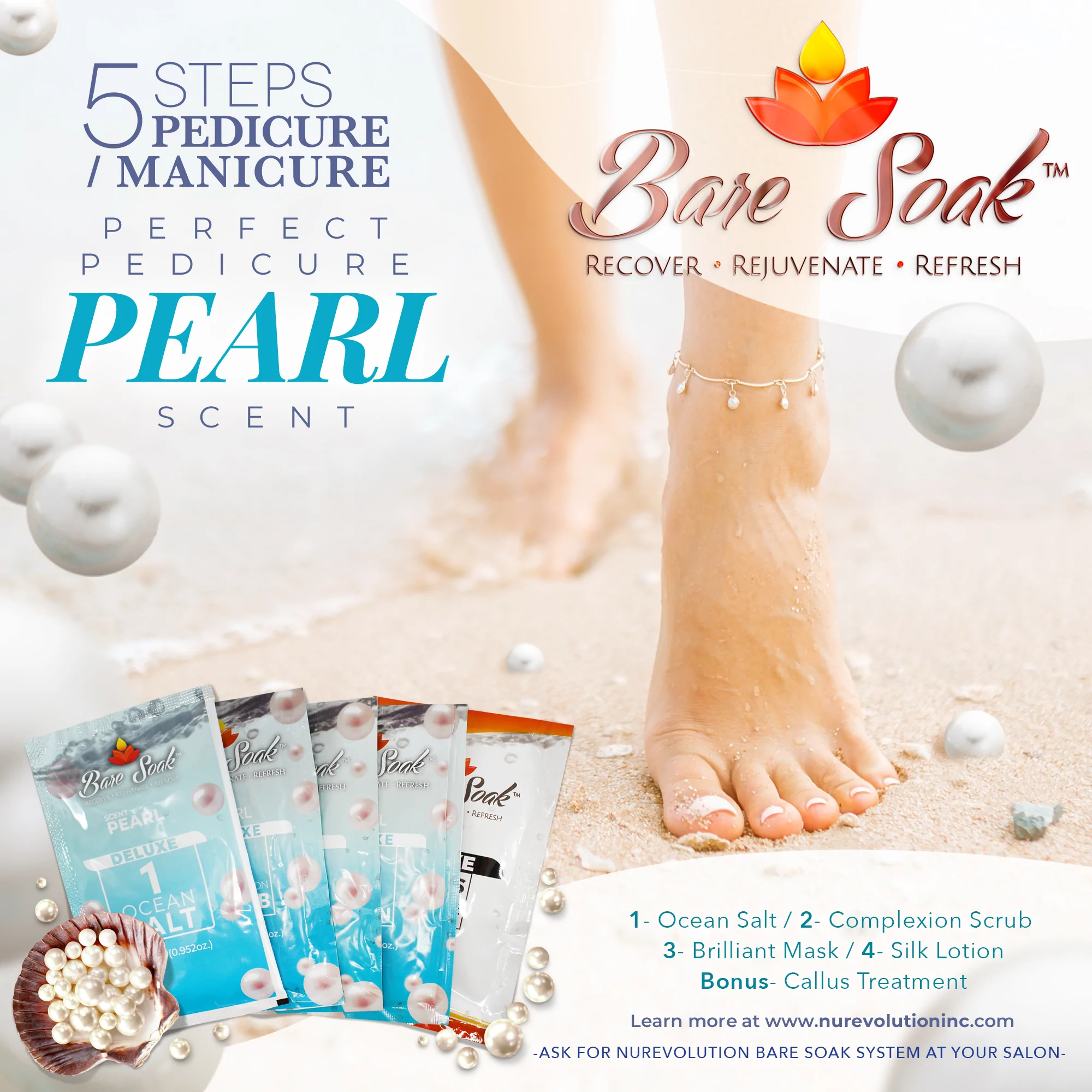 NuRevolution Deluxe 5 Steps Pedicure - Pearl - Kit