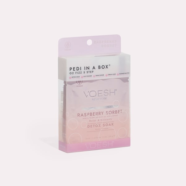 VOESH Pedi in a Box O2 Fizz 5 bước - Kem mâm xôi - Hộp 50
