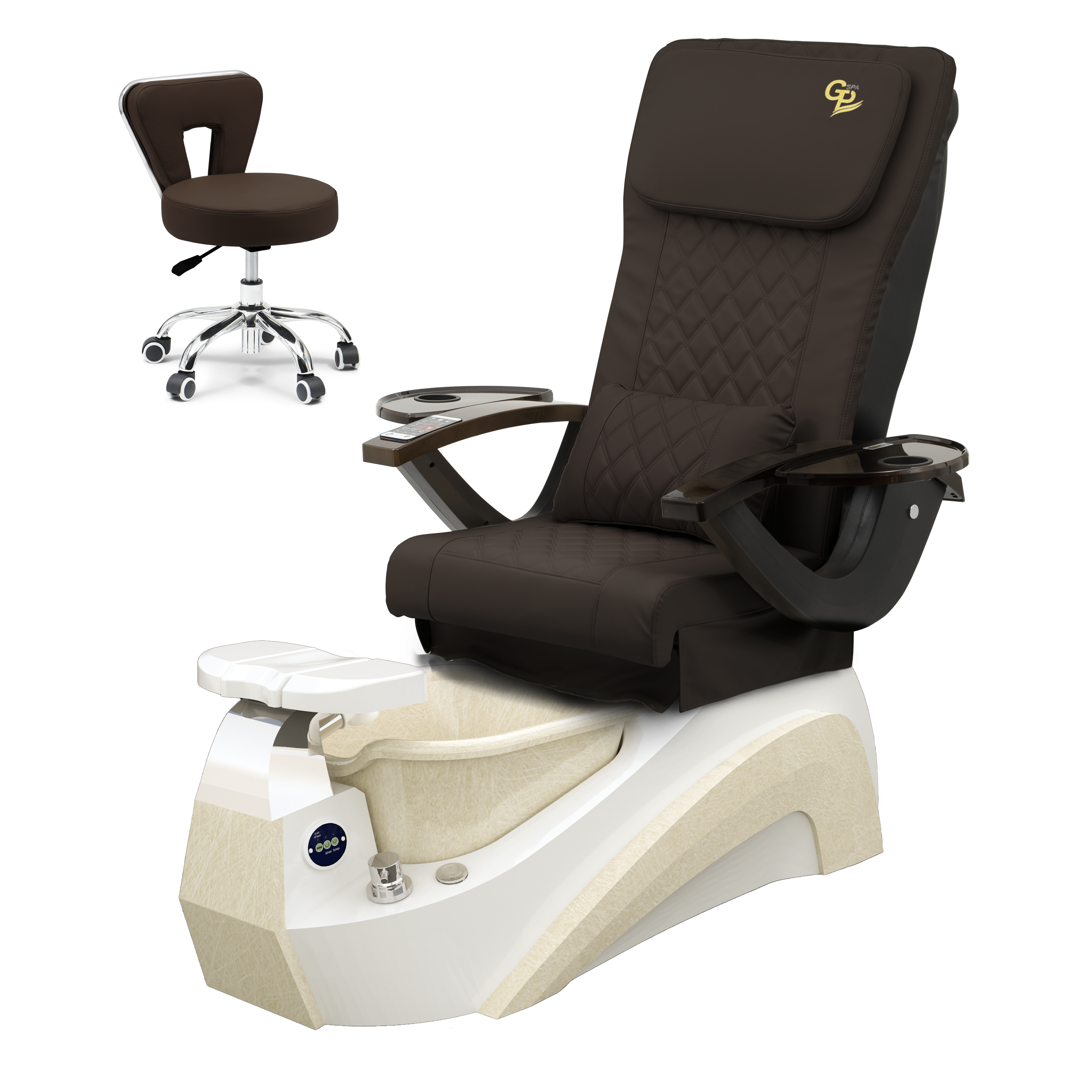 Tarex Pedicure Spa Chair - White Base - Marble Bowl White - C01 Leather