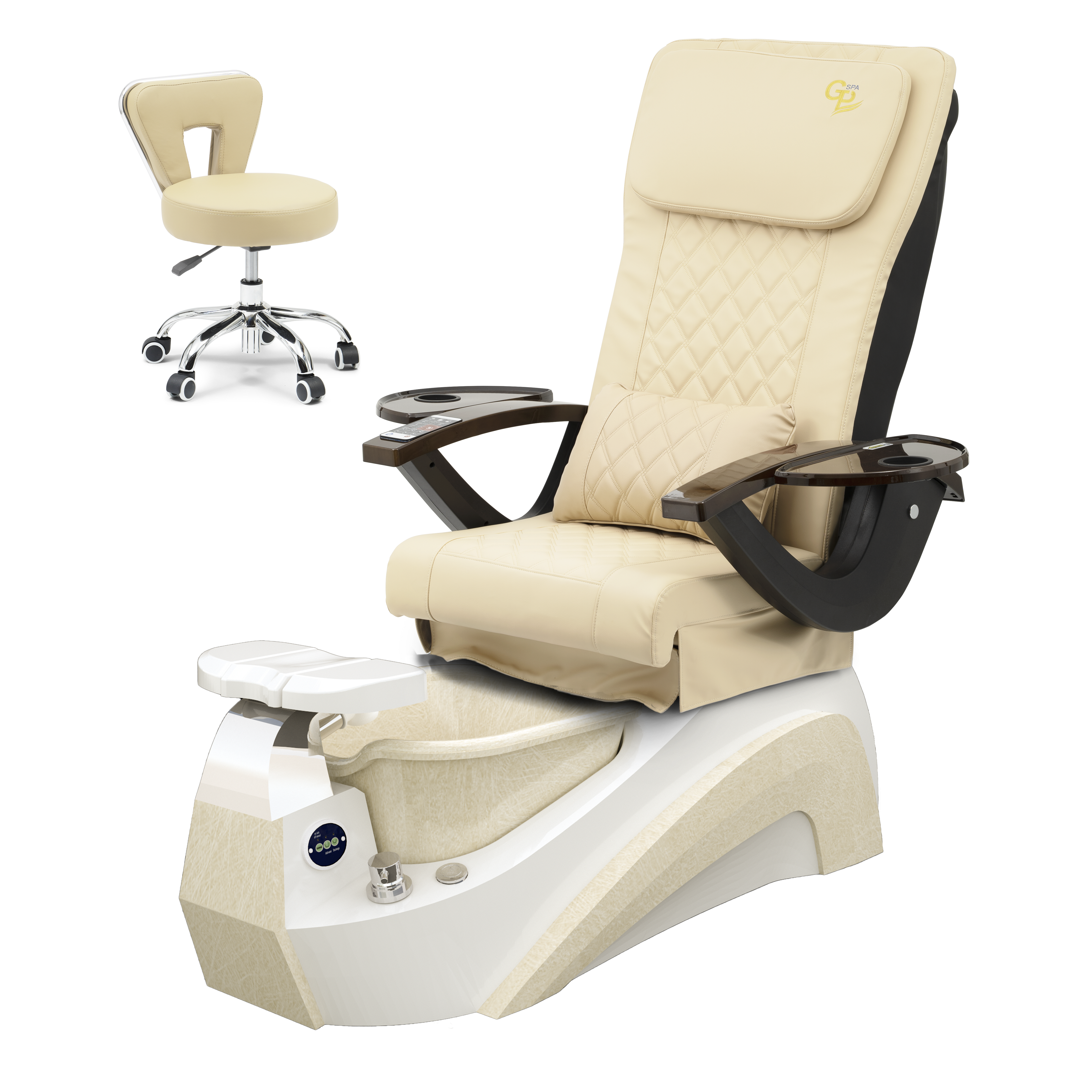 Tarex Pedicure Spa Chair - White Base - Marble Bowl White - C01 Leather