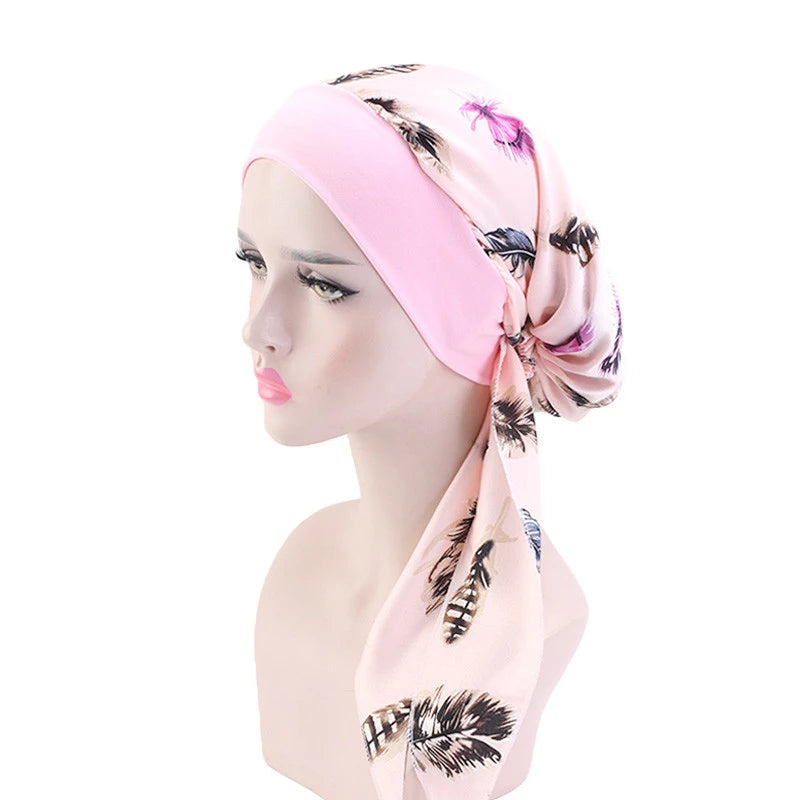 2020 fashion printed flowers women inner hijabs cap muslim head scarf turban bonnet ready to wear ladies wrap under hijab caps