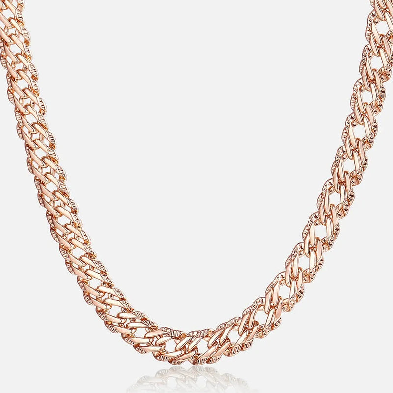 Trendsmax Necklaces for Women Men 585 Rose Gold Color Venitian Curb Link Chain Necklace 45cm 55cm 60cm Fashion Jewelry KGN453
