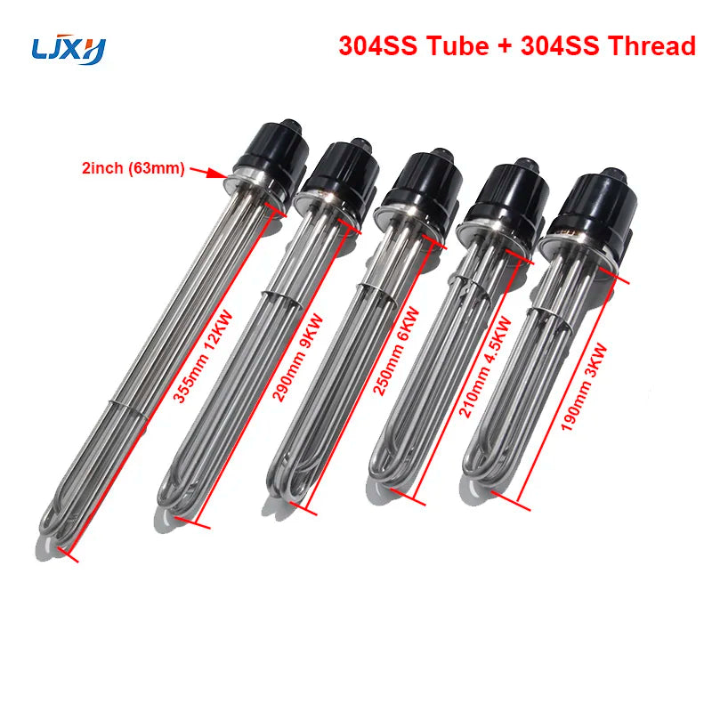 LJXH Tubular Electric Heating Heater Element 2inches (63mm) Tri Clamp for Water Heater/Boiler 3KW4.5KW6KW9KW12KW