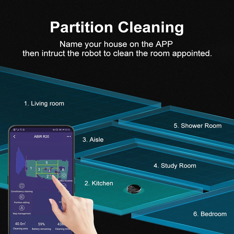 ABIR X8 Robot Vacuum Cleaner ,Laser System, Multiple Floors Maps, Zone Cleaning,Restricted Area Setting for Home Carpet Cleaning