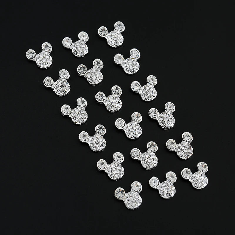 10 Pcs High Quality Glitter Full Drill Mouse Nial Art Decorations Alloy Rhinestones 3d Nail Jewelry Charms For Nails