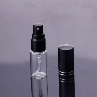 100pcs/lot 5ml 10ml 15ml Portable Black Glass Perfume Bottle With Atomizer Empty Cosmetic Containers For Travel