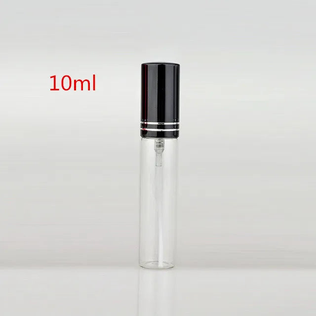100pcs/lot 5ml 10ml 15ml Portable Black Glass Perfume Bottle With Atomizer Empty Cosmetic Containers For Travel