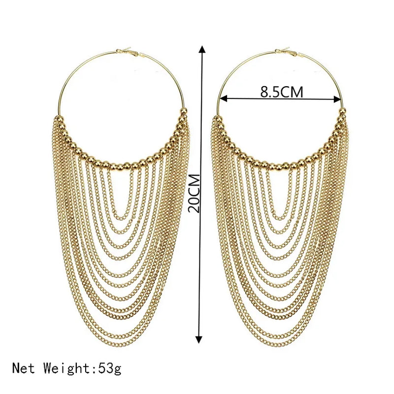 MANILAI Fashion Circular Metal Long Tassel Earrings For Women Indian Jewelry Chain Dangle Earrings Gold Color Ball Pendientes