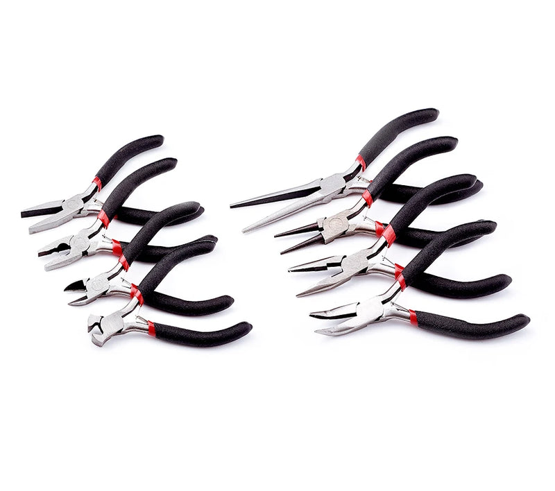 6-8pc/set Carbon Steel Beading Jewelry Tools Kit Black Mini Needle Round Nose Cutting Wire Jewelry Pliers Equipment for Handmade