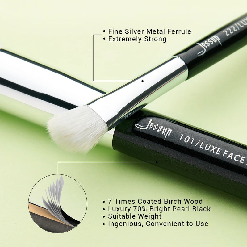 Jessup 10pcs Makeup Brushes Set Beauty tools Make up Brush Cosmetic Foundation Powder Definer Blending Eyeshadow Wing Liner
