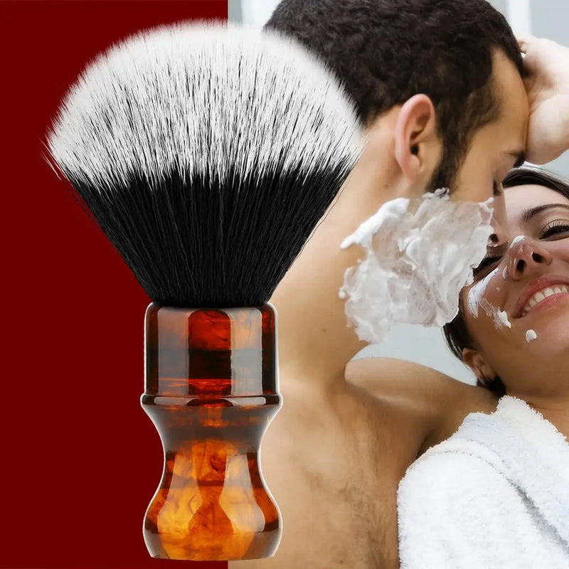 Amber Shaving Brush Silvertip Synthetic Badger Hair with Resin Handle for Men Professional Wet Shaving (Knot 24mm) Amber