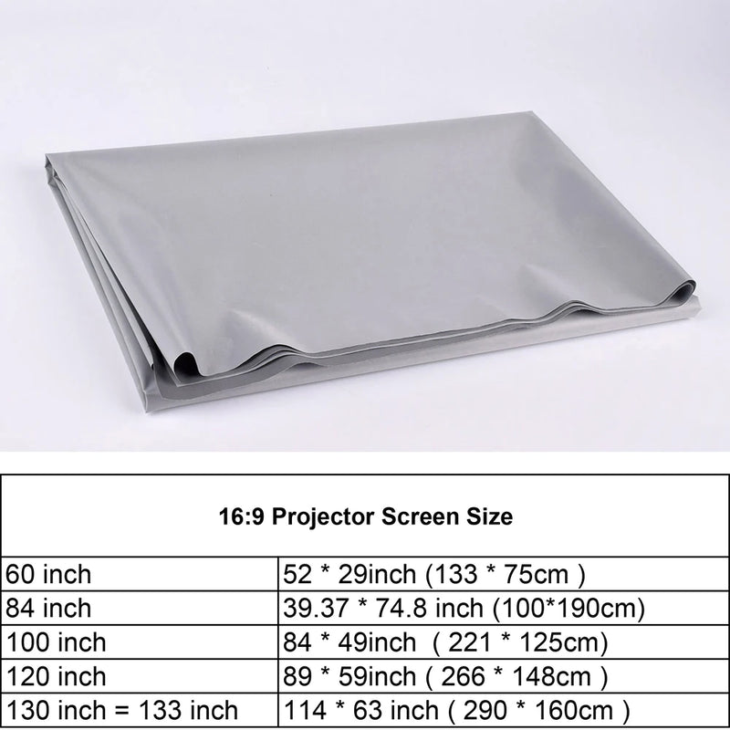 High Brightness Reflective Projector Screen 60 100 130 inch 16:9 Fabric Cloth Projection Screen for Espon BenQ HY300 Home Beamer